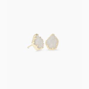 Tessa Gold Stud Earrings In Iridescent Drusy
